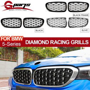 G-parts samochód jedna para Sliver/czarny diament nerek kraty zderzak przedni dla BMW 5 Serise F10 F11 F18 520i 523i 528i 530i 2010-2016