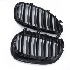1 para czarny błyszczący przedni Grill nerkowy podwójna listwa podwójna linia maskownica do BMW E60 E61 5 Series 2003-2010 akcesoria samochodowe Coupe