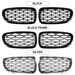 G-parts samochód jedna para Sliver/czarny diament nerek kraty zderzak przedni dla BMW 5 Serise F10 F11 F18 520i 523i 528i 530i 2010-2016
