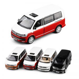 4 kolory 1/32 T6 Van Model odlewu autobus samochodowy MPV chłopiec dziewczyna kolekcja prezentów ze światłem i dźwiękiem zabawki prezentowe V204
