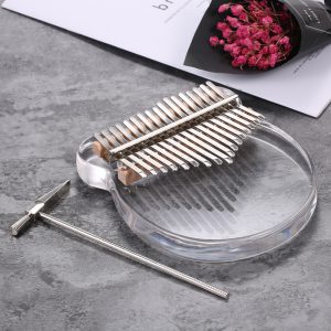 Najnowszy 17-klawiszowy Kalimba akrylowy kciuk fortepianowy 17 klawiszy Mbira przezroczysty Instrument klawiatury z młotkiem tunera + torba koncertowa Kimi Calimba