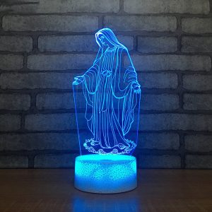 Akrylowe 3D LED lampka nocna najświętszej maryi panny dotykowy 7 zmiana koloru biurko lampa stołowa domu dekoracyjne światła snu prezent na Boże Narodzenie