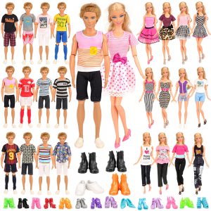 Moda Handmade 34 przedmioty/zestaw = 10 Ken ubrania 4 Ken buty akcesoria dla lalek losowe zabawki 10 buty 10 ubrania dla Barbie Dressing