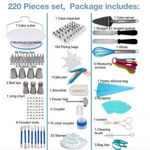 220 sztuk dekorowanie zestaw dyszy akcesoria do ciast narzędzie do dekoracji ciast kuchnia DIY oblodzenie rurociągi krem wielokrotnego użytku zestaw do pieczenia narzędzia akcesoria do ciast zestaw