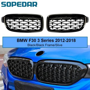 SOPEDAR samochodu przedni Grill zderzak maskownica do BMW serii 3 F30 F31 2012-2018 320i 325i 328i 330i 335i diament nerek kratki wyścigowe