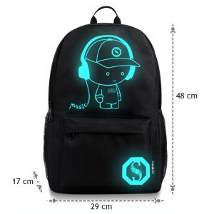 Senkey Luminous noc oświetlenie USB ładowania tornister chłopiec dziewczyna nastolatek nastolatków Cartoon plecak, aby torba szkolna Student book bag