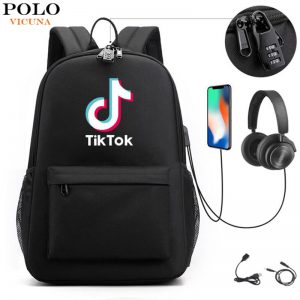 VICUNA POLO Fashion Pringting Unisex plecak szkolny dla kobiet/mężczyzn Tiktok wzór tornister antykradzieżowy zamek plecak na laptopa