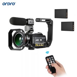 Cz stock ORDRO AC3 4K WiFi cyfrowa kamera wideo kamera 24MP 3.1In IPS 0.39X szeroki kąt Len + mikrofon + Len kaptur + statyw