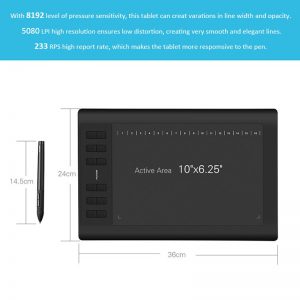 Huion nowy Tablet graficzny 1060 Plus 8192 poziomów profesjonalny 8GB USB cyfrowy rysunek tabletki animacja z prezentami