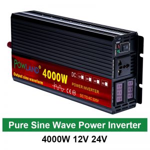 Inwerter 12 V, 220 V, 2000 W, 3000 W, 4000 W, konwersja 24V DC na 110V AC, czysta fala sinusoidalna, konwerter napięcia, miniprzetwornica samochodowa