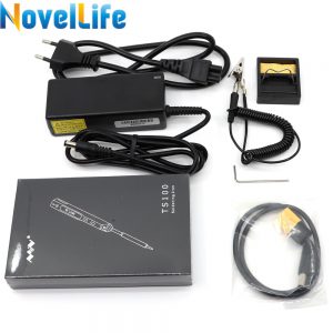 Stacja lutownicza TS100 65 W, mini, elektryczna, regulowana temperatura, z cyfrowym ekranem OLED, z końcówką lutowniczą, zasilanie 24V 3A