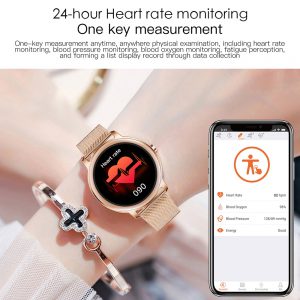 Super cienki moda kobiety inteligentny zegarek 2021 w pełni dotykowy okrągły ekran Smartwatch dla kobiety pulsometr dla androida i IOS